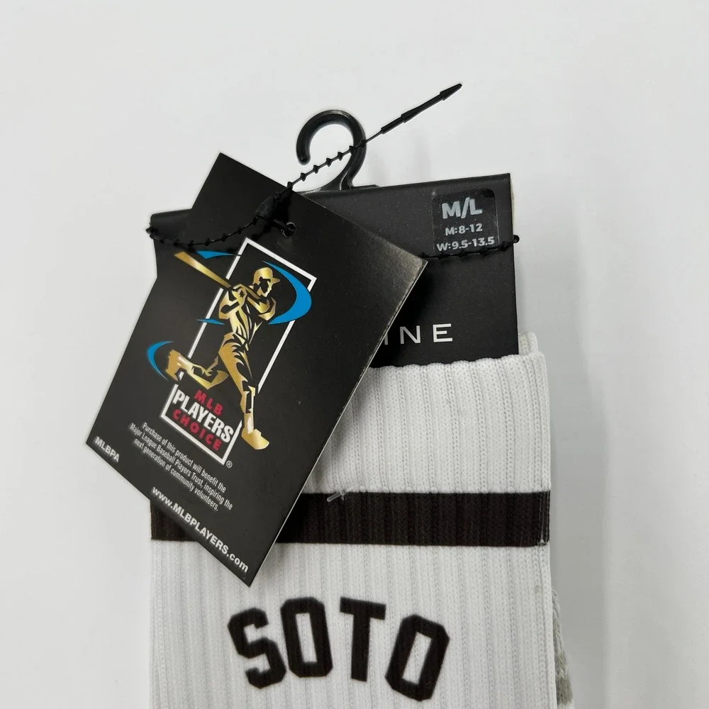 Strideline Juan Soto San Diego Padres Premium Crew Sherzy Socks MLB‎ White M/L